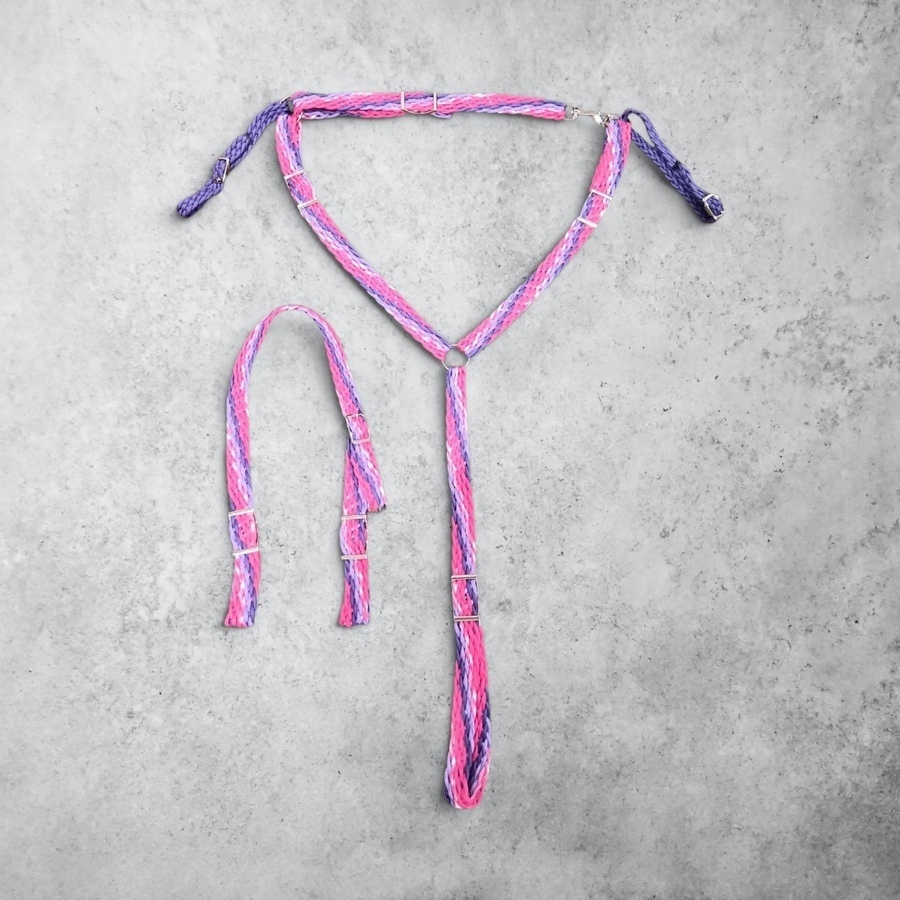 Pony size flat braided headstall and matching breastplate.
