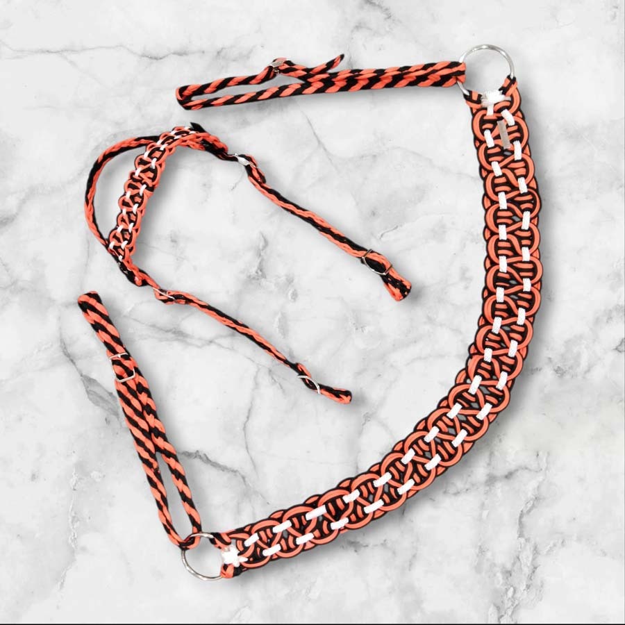 Full sized headstall & matching tripping collar in orange and black