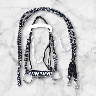 Premium Horse Headstall – Durable and Comfortable Fit, Black & White, adjustable size from pony to full