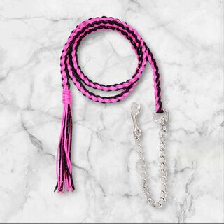 Pink and black glitter leadrope with chain approx 2mtrs long not including the chain